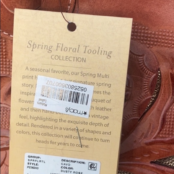 NEW Patricia Nash SPRING TOOLED LEATHER TOTE CAVO DUSTY ROSE LARGE BROWN CUTOUT - Picture 12 of 16